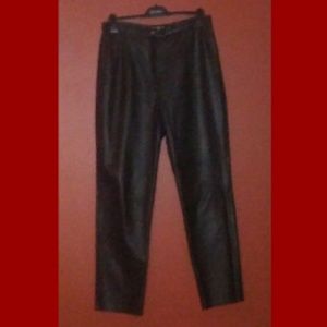 Sz 14 Black Soft Leather Slacks